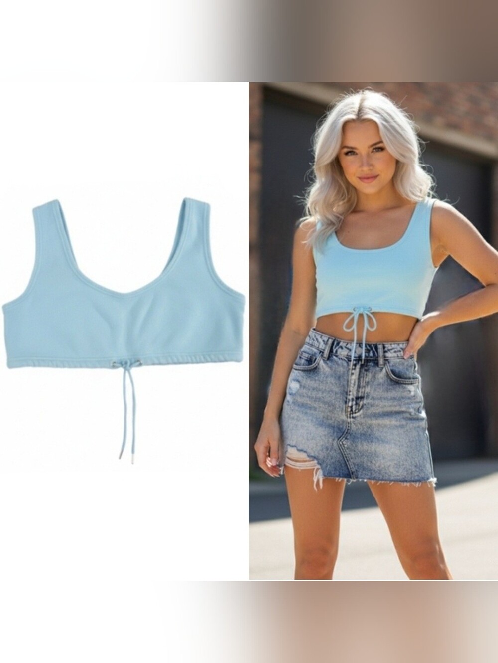 Dolls kill Club Exx baby blue cropped drawstring sweater tank top 3X NWOT
